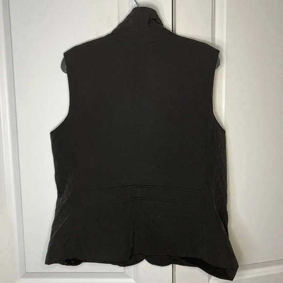Talbots Black Quilted Old Money Preppy Equestrian Neutral Button Down Vest Large - Picture 7 of 7